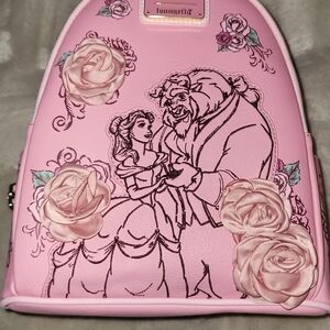 Loungefly Pink Beauty and the Beast Rose Backpack